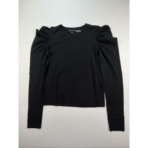 Alice + Olivia Black Puff Sleeve Wool Blend Sweater Womens Size Small Classic
